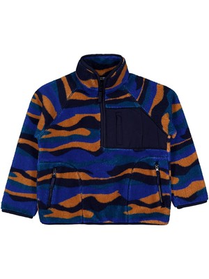 Civil Boys Karışık Dalga Desenli 6-9 Yaş Sweatshirt - Mavi 9-10 Yaş