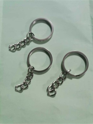 Orhan Çanta 100 Adet Gümüş Ezme Anahtarlık Halkası - 2.5 cm Nikel Metal Halka Zincirli Montaj Seti - Modern Makrome Aparatı