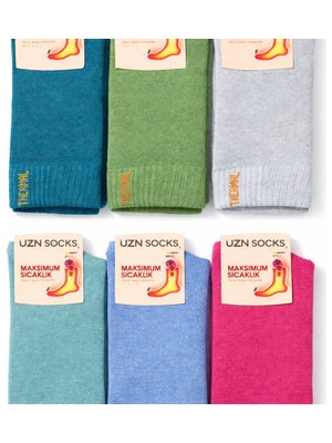 Renkli Bayan Termal Çorap 4 Çift – Kalın, Yumuşak Dokulu, Soğuk Geçirmez Kışlık Çorap