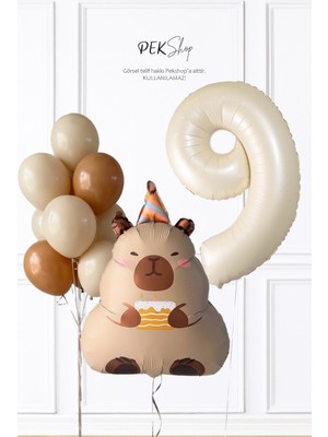 Pekshop Kapibara Doğum Günü Balon Seti Yaş Balonlu Balon Zinciri Seti