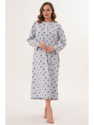 Mecit Pijama Mecit 6205 Mavi Büyük Beden Kadın Gecelik
