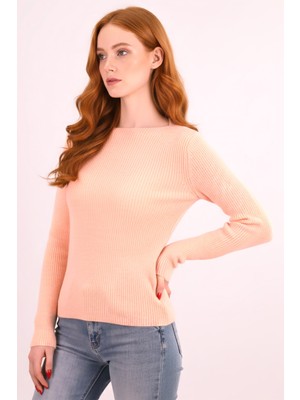 Armonika Kadın Pudra Bisiklet Yaka Triko Kazak ARM-26K136058