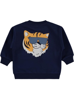 Civil Boys Tiger Baskı-Nakışlı 2-5 Yaş Sweatshirt - Lacivert 5-6 Yaş