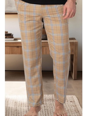 Mecit Pijama Mecit 3002 Kahve Ekoseli Erkek Tek Alt Pijama