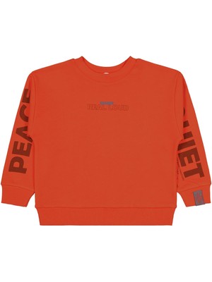 Civil Boys Peace Quıet Baskılı 6-9 Yaş Sweatshirt - Turuncu 7-8 Yaş
