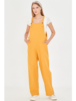 Armonika Kadın Sarı Cepli Geniş Paçalı Bahçıvan Tulum ARM-25Y001043