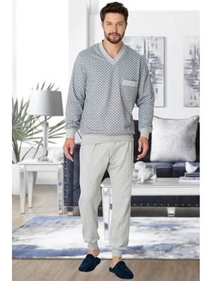 Mecit Pijama Mecit 2766 Gri Büyük Beden Erkek Pijama Takımı