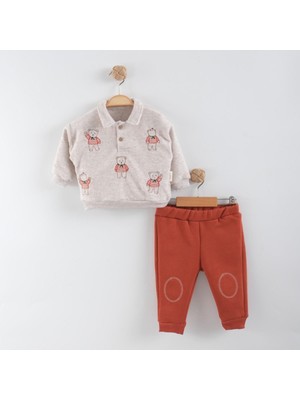Necix Ayıcık Nakışlı Şardonlu Kışlık Erkek Bebek Takımı