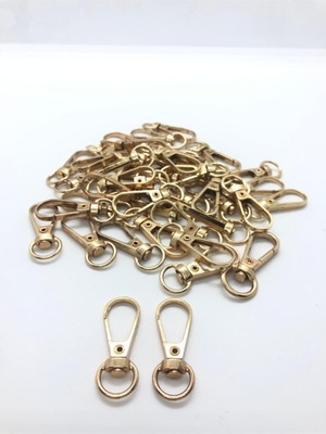 Orhan Çanta 200 Adet 1 Cm Yay Kanca Gold Anahtarlık Halkası - Metal Yaylı Klips