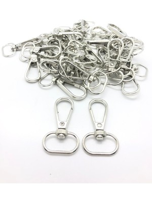 Orhan Çanta 50 Adet 2 Cm Yay Kanca Gümüş Anahtarlık Halkası - Metal Yaylı Klips