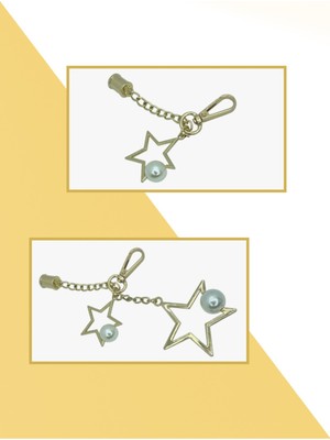 Orhan Çanta Incili Yıldız Çanta Süsü Gold 2 Li Set