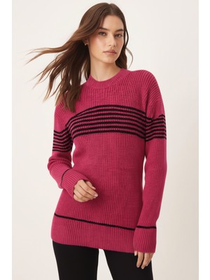 Armonika Kadın Fuşya Bisiklet Yaka Selanik Örgü Triko Kazak ARM-26K136031