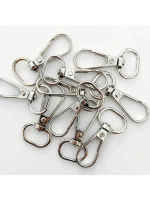 Orhan Çanta 1.5 cm Yaylı Kanca Nikel (Gümüş) - Metal Çanta ve Cüzdan Askı Klipsi - 10 Adet