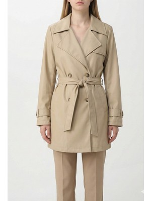 butiksinope Ekshe 346 Kuşaklı Kruvaze Yaka Kadın Trençkot