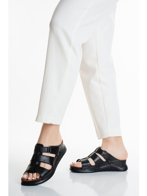 Ender Iç Dış %100 Hakiki Deri Yumuşak Taban Topuksuz Deri Terlik