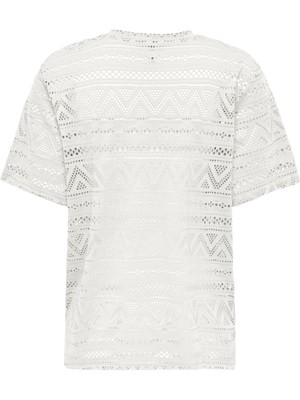 Only Onlanırı S/s O-Neck Top Jrs Kadın Beyaz T-Shirt - 15350242