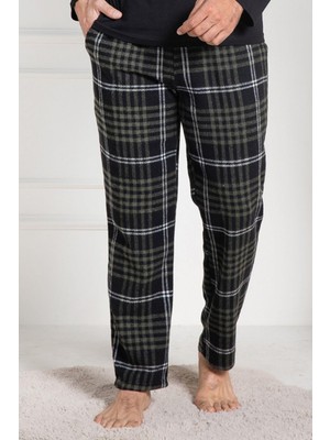 Mecit Pijama Mecit 3025 Yeşil Ekoseli Erkek Kalın Tek Alt Pijama