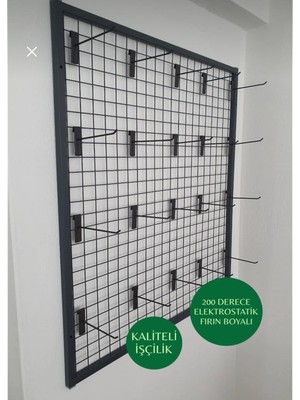 Md Vitrin Dekorasyon Tel Pano 80X100 cm 4x4 Sk Telli Duvara Monte 20 Adet 15 cm Kanca Dahil Renk:antrasit