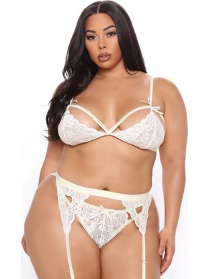 D Lingerie Blanche Majeste Extended Lace Garter Jartiyer Takım DM1283