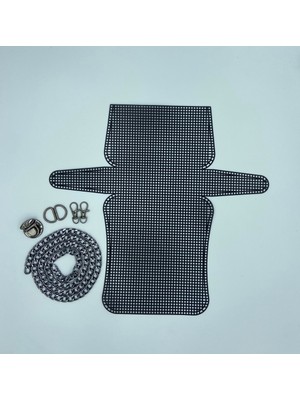 Orhan Çanta Antrasit Metal Aksesuarlı Siyah Plastik Kanvas Çanta Seti - DIY Çanta Yapım Kiti (Zincir, Kilit ve Kanvas Dahil)