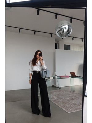 Özge Özgenç Yüksek Bel Ekstra Bol Paça Palozzo Pantolon