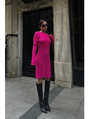 Lijuri Brigita Sırt Dekolteli Triko Elbise 2532-01 R2-C-K4