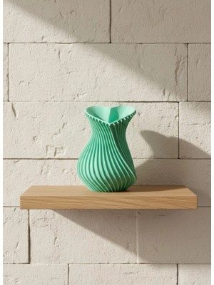 İlkyaz Fashion Kalpli Turkuaz Dekoratif Vazo 24 cm Modern Şık Tasarım ILKYZ-KRGRS34