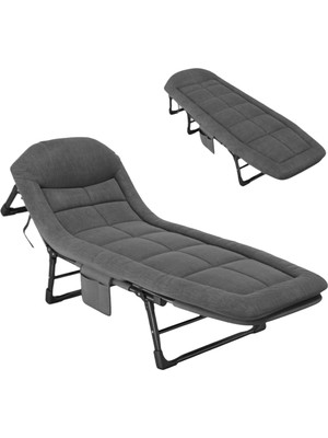 Ayt Sunup SN-24922 Taşınabilir Ayarlanabilir 5 Kademe Sünger Kamp Yatak Şezlong Koyu Gri