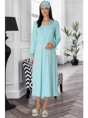Mecit Pijama Mecit 5312 Turkuaz Hamile Lohusa Gecelik