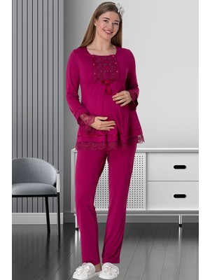 Mecit Pijama Mecit 1820 Fuşya Lohusa Pijama Takımı