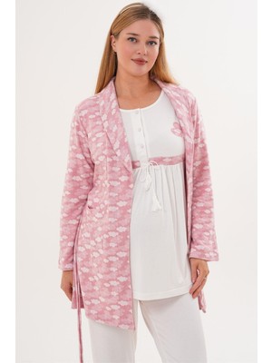 Mecit Pijama Mecit 6100 Pembe Sabahlıklı Şardonlu Hamile Lohusa Pijama Takımı
