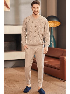 Mecit Pijama By Mecit 2757 Kahverengi Büyük Beden Erkek Pijama Takımı