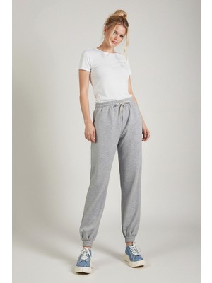 Armonika Kadın Gri Beli ve Paçası Lastikli Cepli Içi Şardonlu Eşofman Altı ARM-26K001063