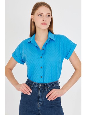 Armonika Kadın Bebe Mavi Kısa Kol Gömlek ARM-25Y001060