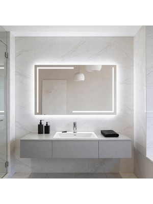 Aypars Atölye Linear LED Işıklı Dikdörtgen Ayna – Boho Modern Duvar ve Banyo Aynası
