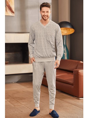 Mecit Pijama By Mecit 2757 Gri Büyük Beden Erkek Pijama Takımı