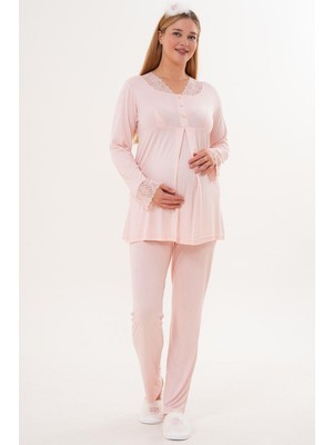 Mecit Pijama Mecit 5808 Pudra Hamile Lohusa Pijama Takımı