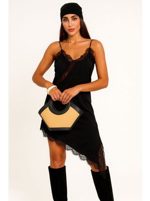 Deep Beach Dantel Detaylı Askılı Asimetrik Elbise