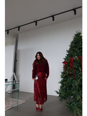 Özge Özgenç Pul Payetli Midi Etek