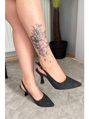 Preshley Kadın Olga Siyah Taş Işlemli Arkası Acık Abiye Ayakkabı