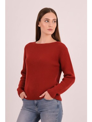 Armonika Kadın Kırmızı Bisiklet Yaka Triko Kazak ARM-26K136058