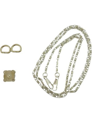 Orhan Çanta Çıtçıtlı Abiye Set 4 mm Ince Zincirli Çanta Aksesuar Seti
