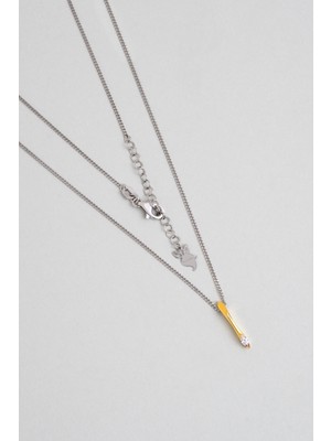 So CHIC Asimetrik I Harfi 18 Ayar Beyaz ve Sarı Altın Kaplama 45 cm Gümüş Harfli Kolye