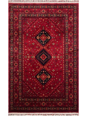 Eko Halı Nostalji 961 Kırmızı Afgan Bambu Uşak Halısı