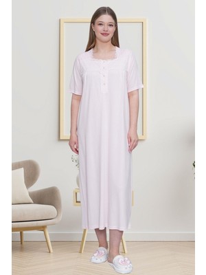 Mecit Pijama Mecit 6049 Pembe Büyük Beden Kadın Gecelik