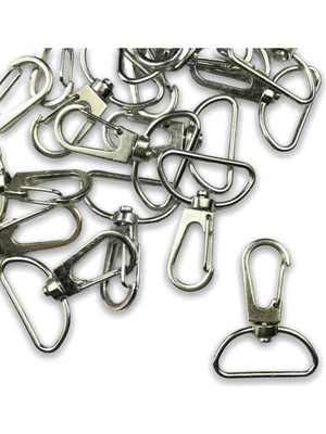 Orhan Çanta Gümüş Makrome Anahtarlık Aparatı 40 Adet Telli Kanca Klipsi Anahtarlık Halkası