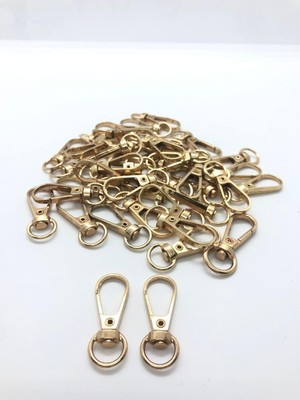 Orhan Çanta 100 Adet 1 Cm Yay Kanca Gold Anahtarlık Halkası - Metal Yaylı Klips