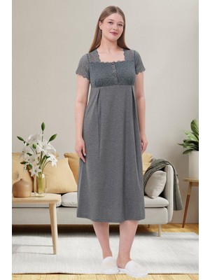 Mecit Pijama Mecit 6057 Füme Hamile Lohusa Gecelik