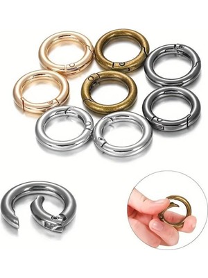 Orhan Çanta Oval Yaylı Metal Halka Gold Çanta ve Aksesuar, Zincirleri Çantaya Bağlamak Veya Anahtarlık Için 10 Adet