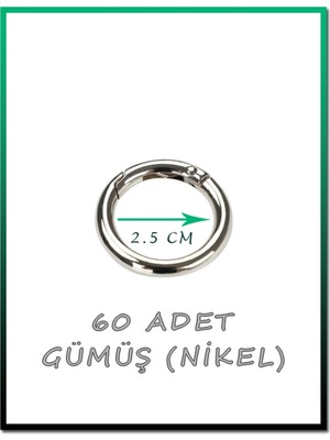 Orhan Çanta 60 Adet 2.5 cm Yaylı Halka Gümüş